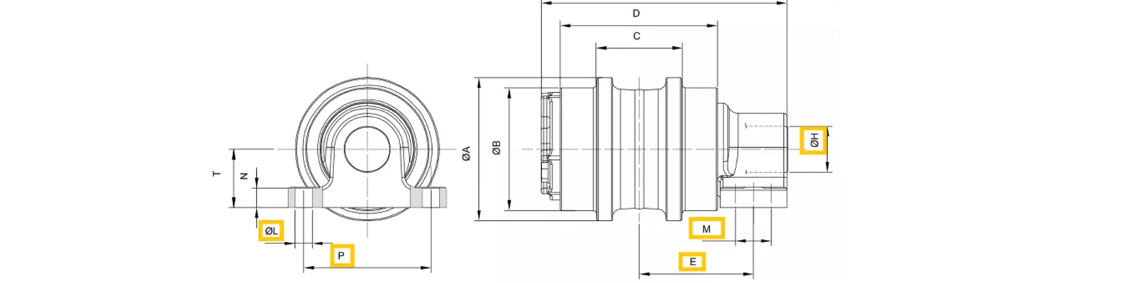 excavator carrier roller 